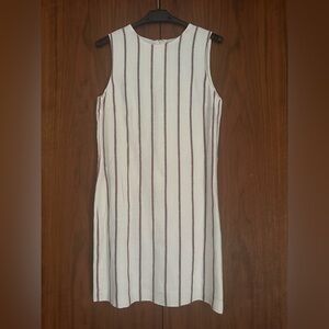 Theory White and brown -burgundy Striped Midi Linen Dress